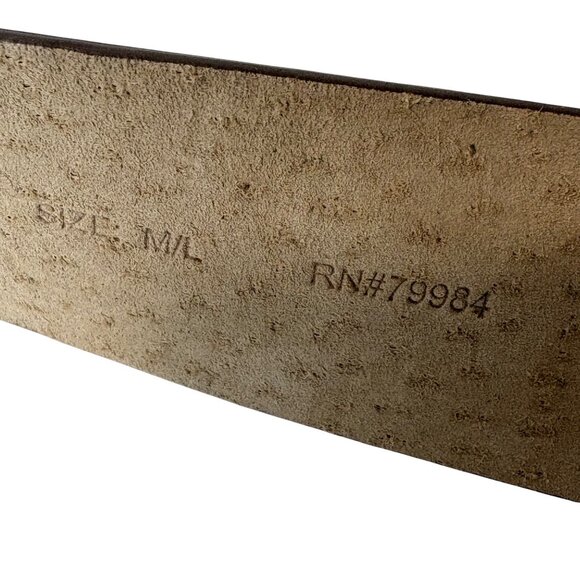 Chicos Vintage Leather Belt Chunky SilverTone Metal Buckle Adjustable Up to 48” - Picture 8 of 8